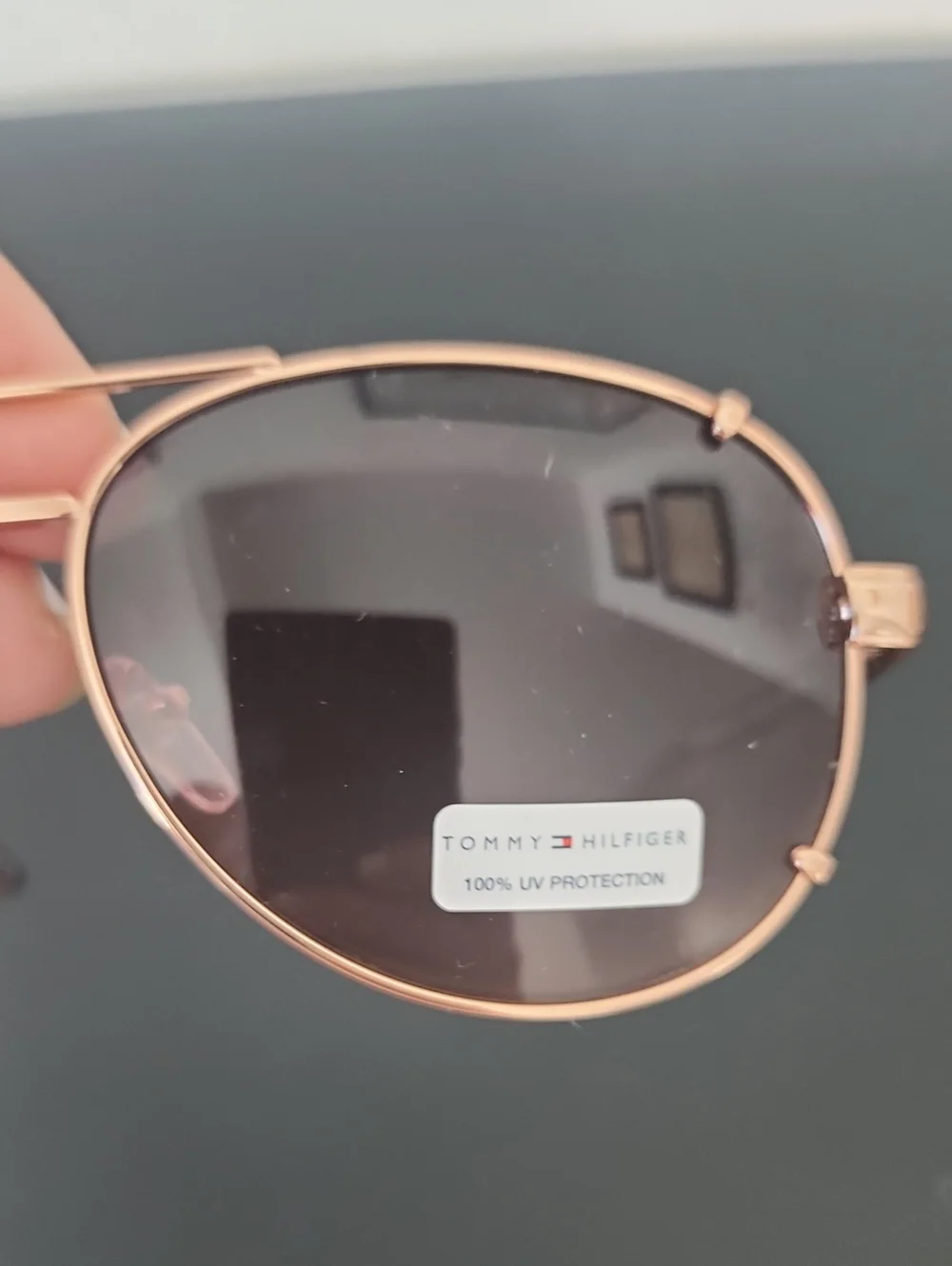Tommy Hilfiger Rose Gold Aviator Sunglasses with Brown Lenses